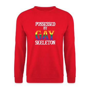 Possessed By Gay Skeleton Halloween Spooky Pride - Unisex Pullover - Rot - Vorne - Alina (178cm) & Michal (187cm)