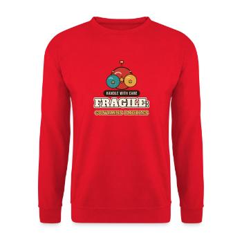 Zerbrechlich: Enthält Kugeln - Unisex Pullover - Rot - Vorne - Alina (178cm) & Michal (187cm)