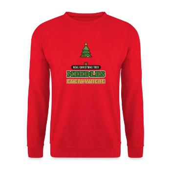 Echter Weihnachtsbaum: Überall Nadeln - Unisex Pullover - Rot - Vorne - Alina (178cm) & Michal (187cm)