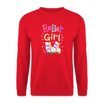 Roller Skating Girl - Unisex Pullover - Rot - Vorne - Alina (178cm) & Michal (187cm)