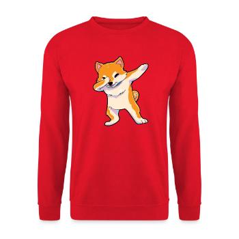 Shiba Inu Dab - Unisex Pullover - Rot - Vorne - Alina (178cm) & Michal (187cm)
