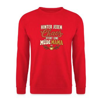 Mama Chaos Geschenk zum Muttertag - Unisex Pullover - Rot - Vorne - Alina (178cm) & Michal (187cm)
