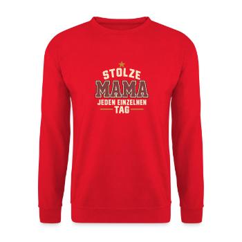 Stolze Mama Spruch Geschenk zum Muttertag - Unisex Pullover - Rot - Vorne - Alina (178cm) & Michal (187cm)