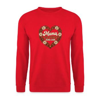 Mama des Jahres Geschenk Muttertag - Unisex Pullover - Rot - Vorne - Alina (178cm) & Michal (187cm)