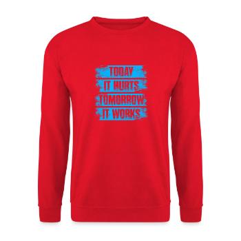 It hurts Physiotherapie Physio Physiotherapeut - Unisex Pullover - Rot - Vorne - Alina (178cm) & Michal (187cm)
