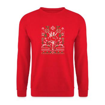 Tanzpaar Weihnachtsstrick Muster - Unisex Pullover - Rot - Vorne - Alina (178cm) & Michal (187cm)
