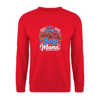 Boy Mama Monster Truck Mud Rally - Unisex Pullover - Rot - Vorne - Alina (178cm) & Michal (187cm)
