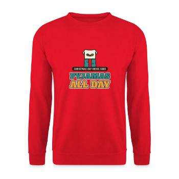 Kleidercode am Weihnachtstag: Pyjamas den ganzen Tag - Unisex Pullover - Rot - Vorne - Alina (178cm) & Michal (187cm)