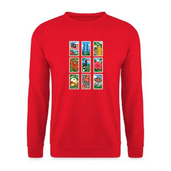 Malaysia Briefmarken - Unisex Pullover - Rot - Vorne - Alina (178cm) & Michal (187cm)