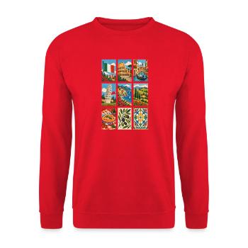 Italien Briefmarken - Unisex Pullover - Rot - Vorne - Alina (178cm) & Michal (187cm)