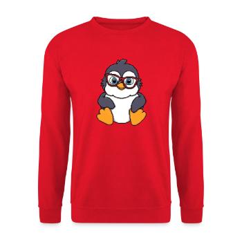 Schiefer Schatten-Pinguin - Unisex Pullover - Rot - Vorne - Alina (178cm) & Michal (187cm)