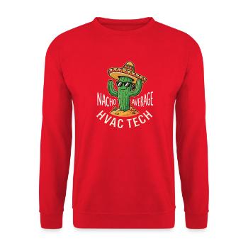 Nacho durchschnittlicher HVAC-Techniker – Witziges Wortspiel zur Klimaanlagenreparatur - Unisex Pullover - Rot - Vorne - Alina (178cm) & Michal (187cm)