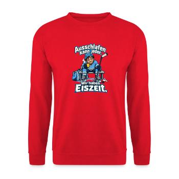 Hobby Eishockeyspieler Eiszeit Eishockey Humor - Unisex Pullover - Rot - Vorne - Alina (178cm) & Michal (187cm)