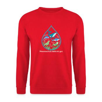 Meeresschutz Ozeanfreund Meerestiere - Unisex Pullover - Rot - Vorne - Alina (178cm) & Michal (187cm)