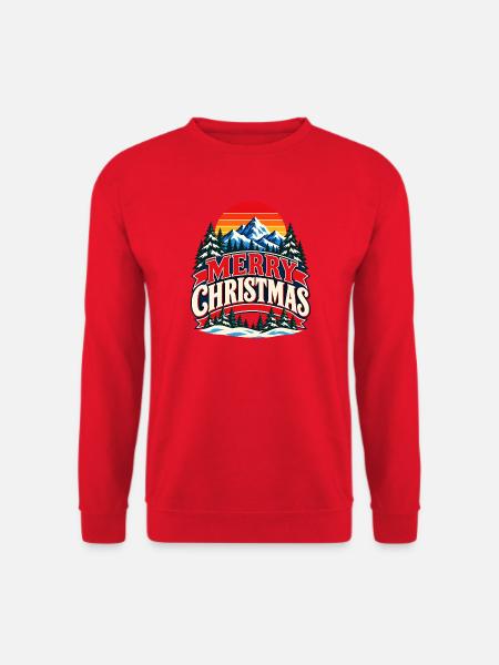 Merry Christmas Berglandschaft Grafik - Unisex Pullover - Rot