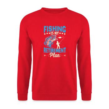 Angeln ist mein Ruhestandsplan - Unisex Pullover - Rot - Vorne - Alina (178cm) & Michal (187cm)