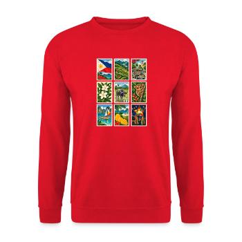 Philippinen Briefmarken - Unisex Pullover - Rot - Vorne - Alina (178cm) & Michal (187cm)
