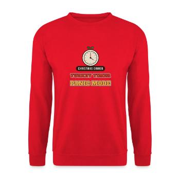 Weihnachtsessen: Truthahn-Timer Panikmodus - Unisex Pullover - Rot - Vorne - Alina (178cm) & Michal (187cm)