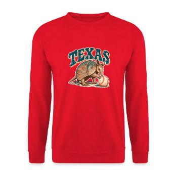 Texas Armadillo Baseball Retro - Unisex Pullover - Rot - Vorne - Alina (178cm) & Michal (187cm)