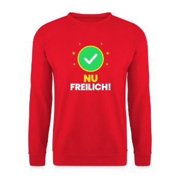 Sächsisch Nu freilich Sachsen - Unisex Pullover - Rot - Vorne - Alina (178cm) & Michal (187cm)