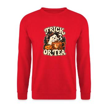 Trick oder Tee - Unisex Pullover - Rot - Vorne - Alina (178cm) & Michal (187cm)