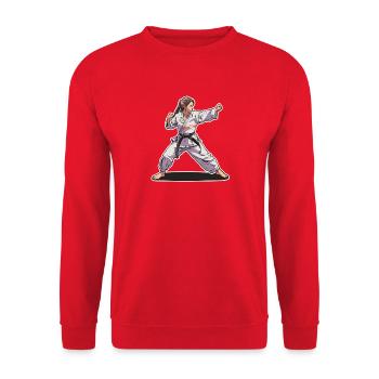 Karate Mädchen - Unisex Pullover - Rot - Vorne - Alina (178cm) & Michal (187cm)