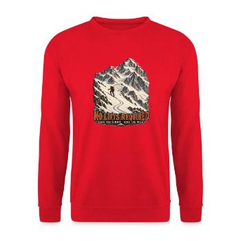 No Lifts Required – Skitour am Steilhan - Unisex Pullover - Rot - Vorne - Alina (178cm) & Michal (187cm)