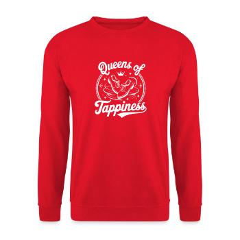 Queens of Tappiness Sneaker Königinnen Streetwear - Unisex Pullover - Rot - Vorne - Alina (178cm) & Michal (187cm)
