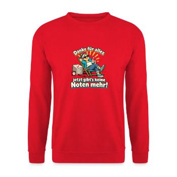Lehrer Ruhestand Abschiedsgeschenk - Unisex Pullover - Rot - Vorne - Alina (178cm) & Michal (187cm)