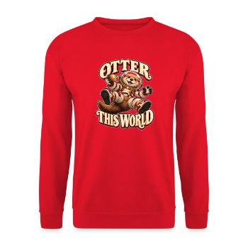 Otter This World Space Tee - Unisex Pullover - Rot - Vorne - Alina (178cm) & Michal (187cm)