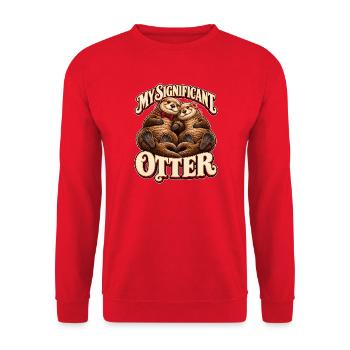 Signifikanter Otterduett - Unisex Pullover - Rot - Vorne - Alina (178cm) & Michal (187cm)
