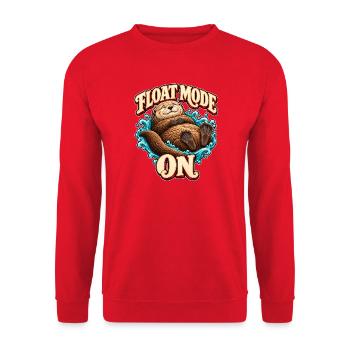 Floatmodus Otter – Entspannt treiben - Unisex Pullover - Rot - Vorne - Alina (178cm) & Michal (187cm)