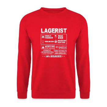 Lagerist - Unisex Pullover - Rot - Vorne - Alina (178cm) & Michal (187cm)
