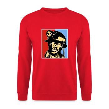 Kohle 3 - Unisex Pullover - Rot - Vorne - Alina (178cm) & Michal (187cm)