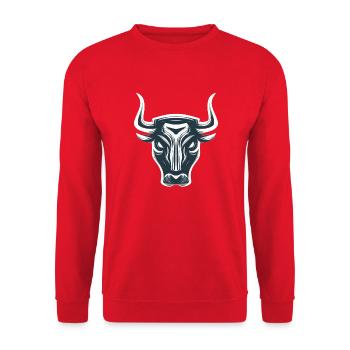 STYLIZED EDGY BULL - Unisex Sweatshirt - red - Front - Alina (178cm) & Michal (187cm)