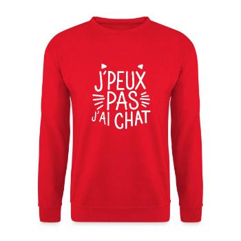 J'peux pas j'ai chat - Sweat-shirt Unisexe - rouge - Devant - Alina (178cm) & Michal (187cm)