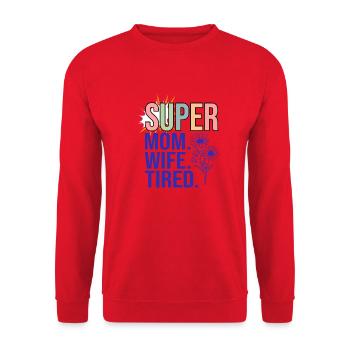 SUPER MAMA - Unisex Pullover - Rot - Vorne - Alina (178cm) & Michal (187cm)