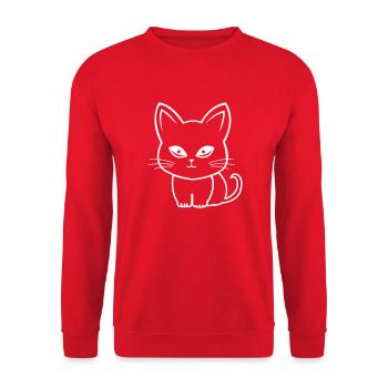 Katze Cat Comic - Unisex Sweatshirt - red - Front - Alina (178cm) & Michal (187cm)