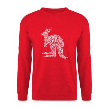 Kangourou à motif tribal - Sweat-shirt Unisexe - rouge - Devant - Alina (178cm) & Michal (187cm)