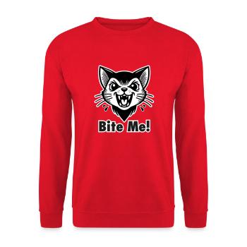 Chat vampire gothique - « Mordez-moi ! » Concevoir - Sweat-shirt Unisexe - rouge - Devant - Alina (178cm) & Michal (187cm)