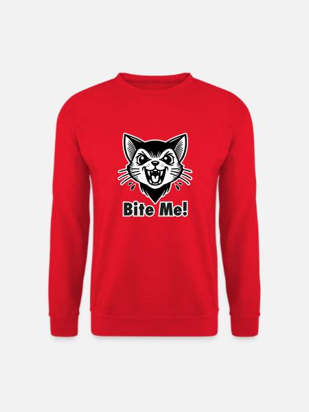 Gothic Vampirkatze - "Bite Me!" Entwurf - Unisex Pullover - Rot
