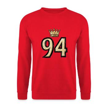 94 Zahl Krone - Unisex Pullover - Rot - Vorne - Alina (178cm) & Michal (187cm)