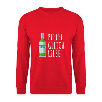 Pfefferminz Likör Pfeffi Vatertag Sauf - Unisex Pullover - Rot - Vorne - Alina (178cm) & Michal (187cm)