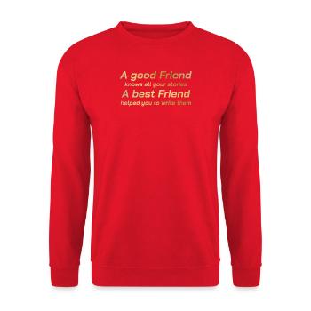 T-Shirt A Good Friend, Freundschaft Spiritual Wise - Unisex Pullover - Rot - Vorne - Alina (178cm) & Michal (187cm)