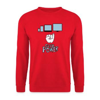 Geek - Sweat-shirt Unisexe - rouge - Devant - Alina (178cm) & Michal (187cm)