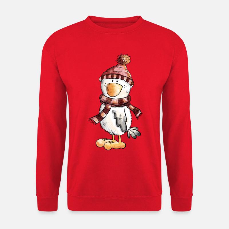 Winter Vogel Mit Schal - Unisex Pullover - Rot