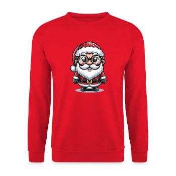 Weihnachtsmann mit Sonnenbrille Xmas Kostüm - Unisex Pullover - Rot - Vorne - Alina (178cm) & Michal (187cm)