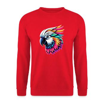 Kakadu-Papagei mit Kamm - Unisex Pullover - Rot - Vorne - Alina (178cm) & Michal (187cm)