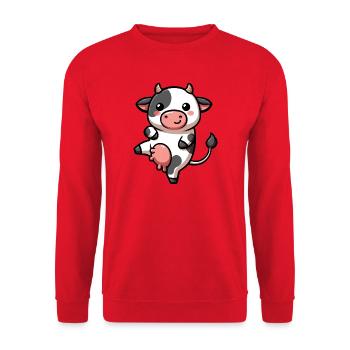 Kuh - Unisex Pullover - Rot - Vorne - Alina (178cm) & Michal (187cm)