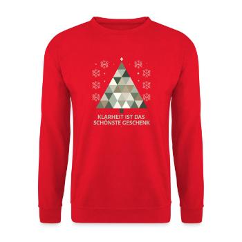 Minimalistischer Weihnachtsbaum: Schlichte Eleganz - Unisex Pullover - Rot - Vorne - Alina (178cm) & Michal (187cm)